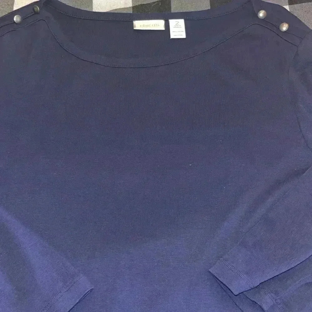 Chicos size Large Navy blue top cotton - Picture 3 of 4